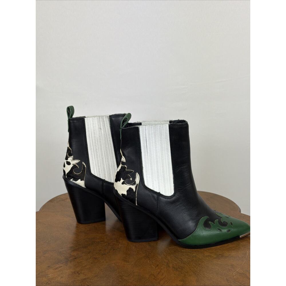 Steve Madden Multicolor Pointed Toe Stacked Heel Western Boot Size 6.5 Booties - Picture 4 of 8